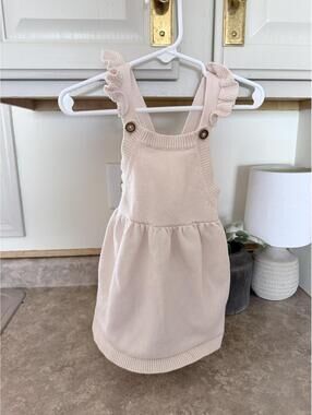 Carter's Cream Knit Baby Dress with Ruffled Straps